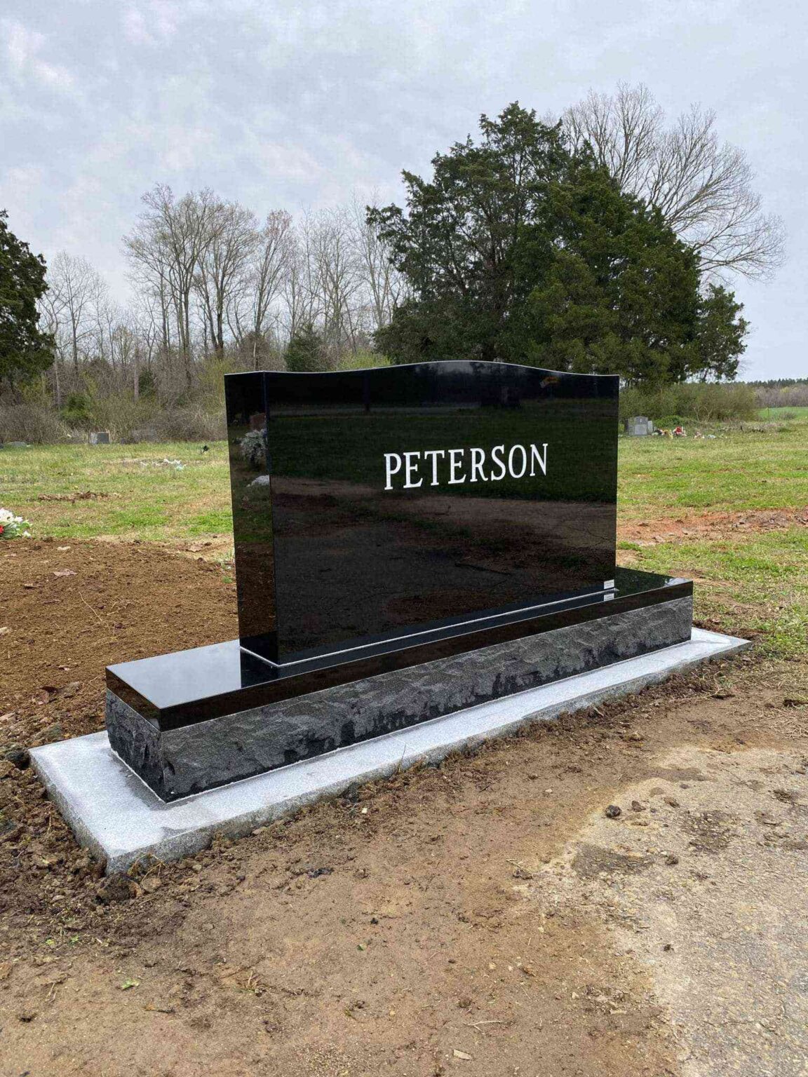 Double Companion Black Granite Upright Headstone - DGUH 019 (Back View ...