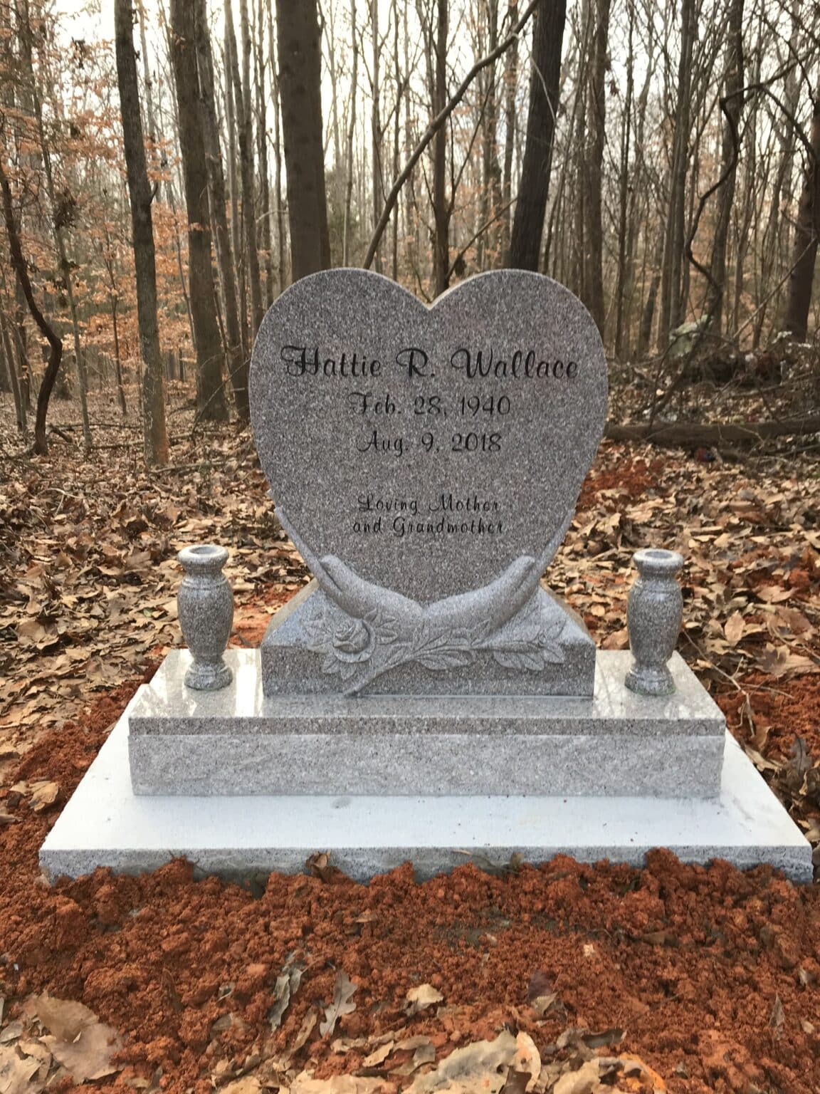 Single Oval Upright Grey Granite Granite Headstone with Granite ...